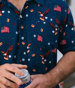 Tipsy Elves Men's 8-Bit Eagle Button Down Shirt Clearance