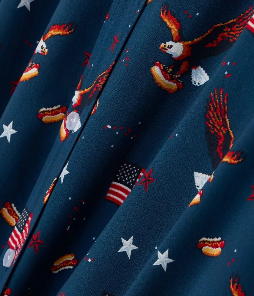 Tipsy Elves Men's 8-Bit Eagle Button Down Shirt Clearance