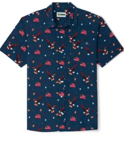 Tipsy Elves Men's 8-Bit Eagle Button Down Shirt Clearance