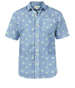 Tipsy Elves Men's Blue Clover Button Down Shirt Discount