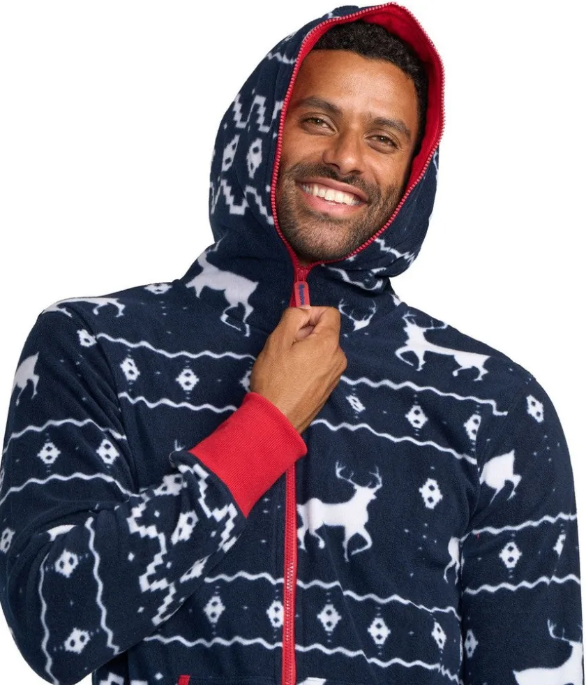 Tipsy Elves Men's Blue Reindeer Jumpsuit Outlet