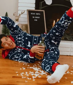 Tipsy Elves Men's Blue Reindeer Jumpsuit Outlet