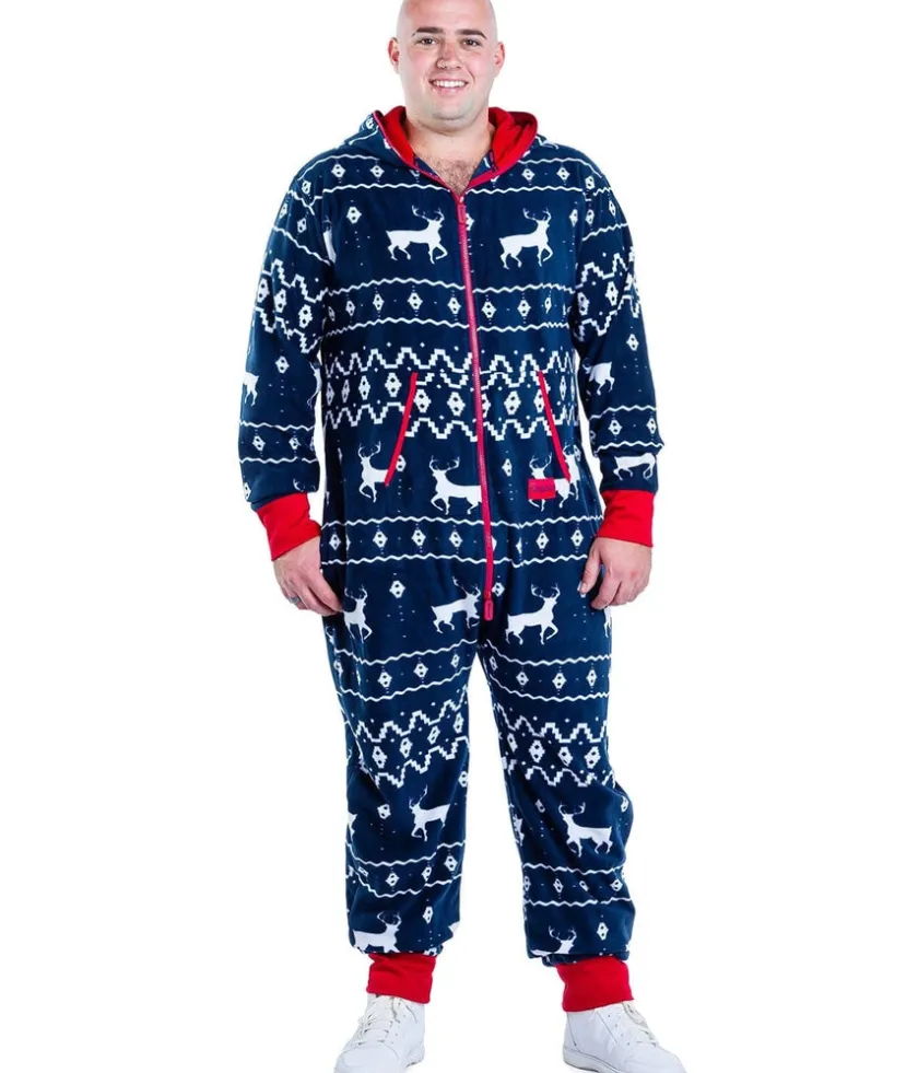 Tipsy Elves Men's Blue Reindeer Jumpsuit Outlet