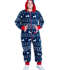 Tipsy Elves Men's Blue Reindeer Jumpsuit Outlet