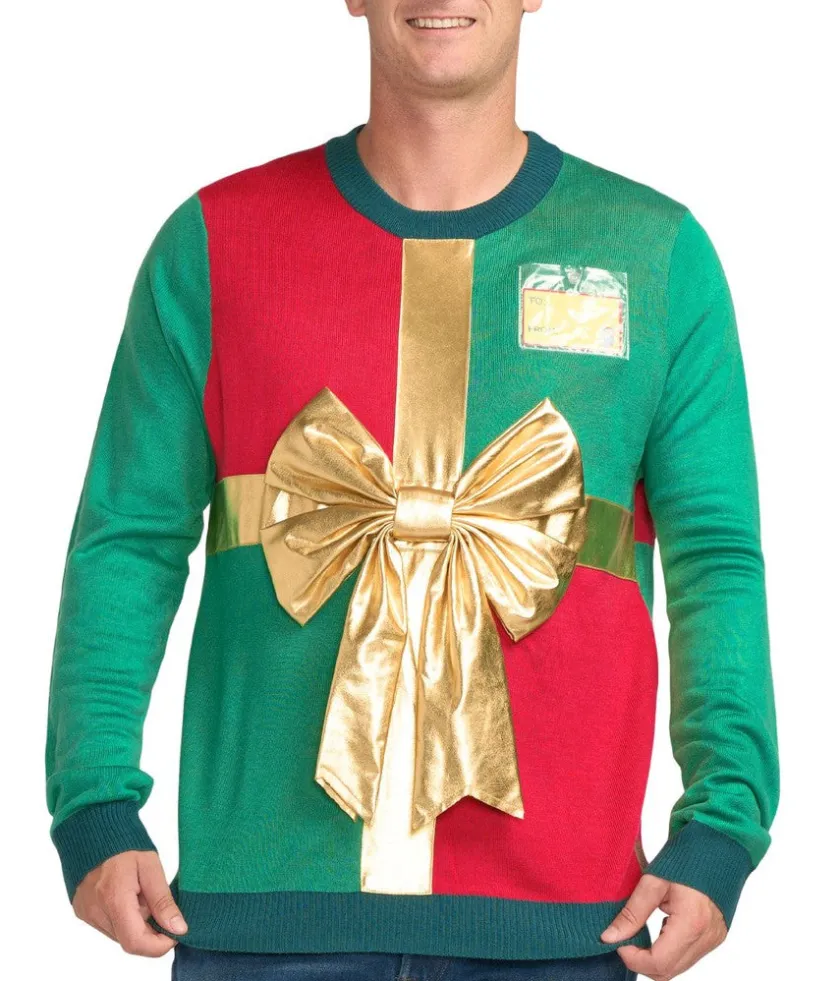 Tipsy Elves Men's Christmas Present Ugly Christmas Sweater Hot
