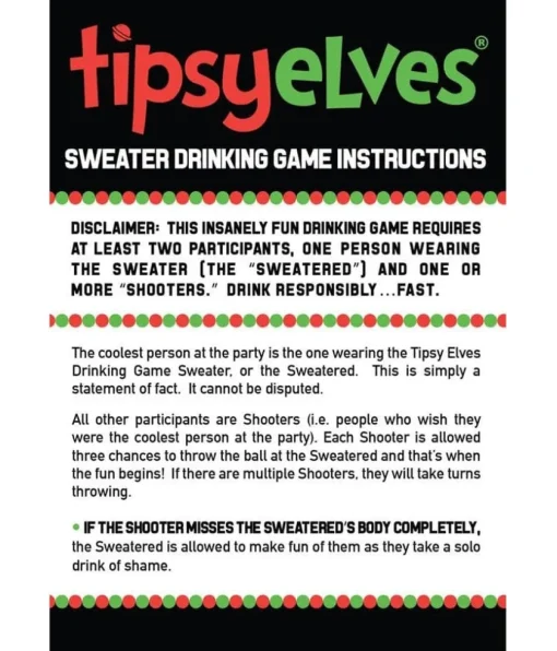 Tipsy Elves Men's Drinking Game Ugly Christmas Sweater Outlet