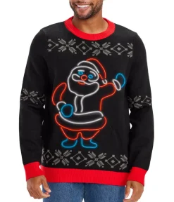 Tipsy Elves Men's Ho Ho Hello Neon LED Light Up Ugly Christmas Sweater Discount
