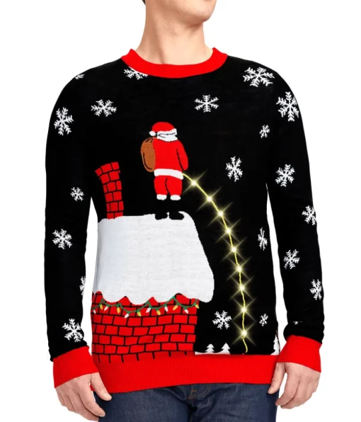 Tipsy Elves Men's Leaky Roof Light Up Ugly Christmas Sweater Best