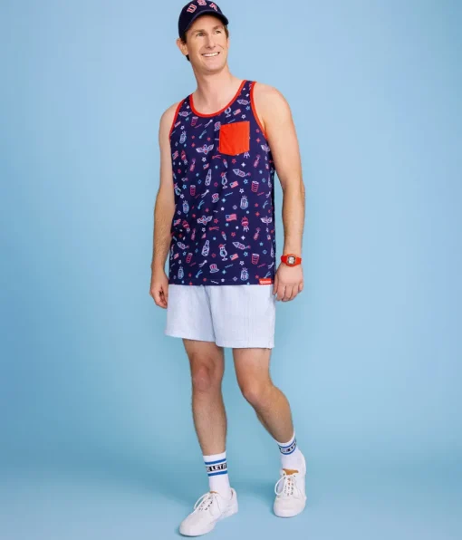 Tipsy Elves Men's Lights and Liberty Tank Top Sale