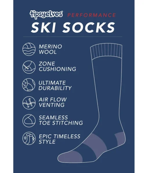 Tipsy Elves Men's Night Run Performance Ski Socks (Fits Sizes 8-11M) Sale