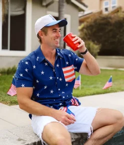 Tipsy Elves Men's Old Glory Button Down Shirt Best