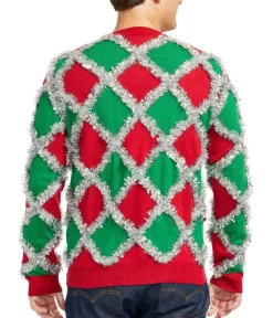 Tipsy Elves Men's Tacky Tinsel Ugly Christmas Sweater