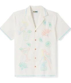 Tipsy Elves Men's Tequilin' Time Linen Cabana Shirt Hot