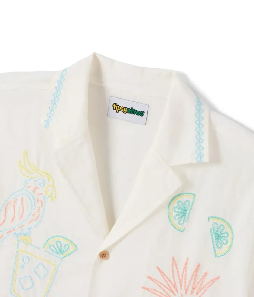 Tipsy Elves Men's Tequilin' Time Linen Cabana Shirt Hot