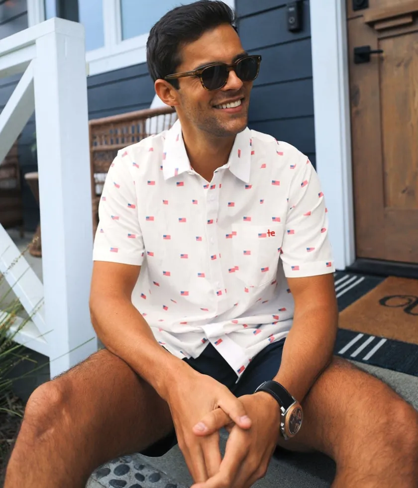 Tipsy Elves Men's USA Grand Ol' Flag Button Down Shirt Discount