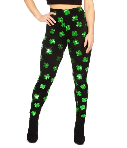 Tipsy Elves Sequin Clover High Waisted Leggings Sale