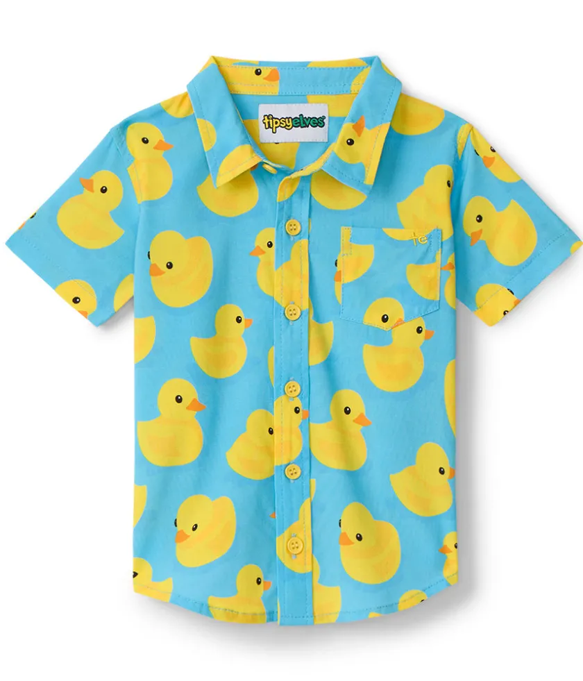 Tipsy Elves Toddler Boy's Rubber Ducky Hawaiian Shirt Outlet