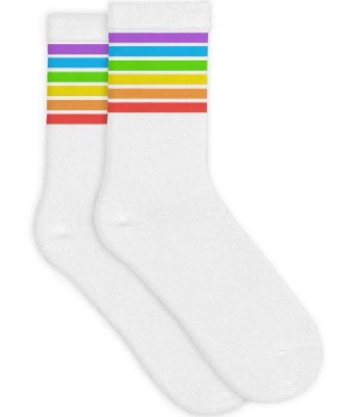 Tipsy Elves White Rainbow Socks (Fits Sizes 8-11M)