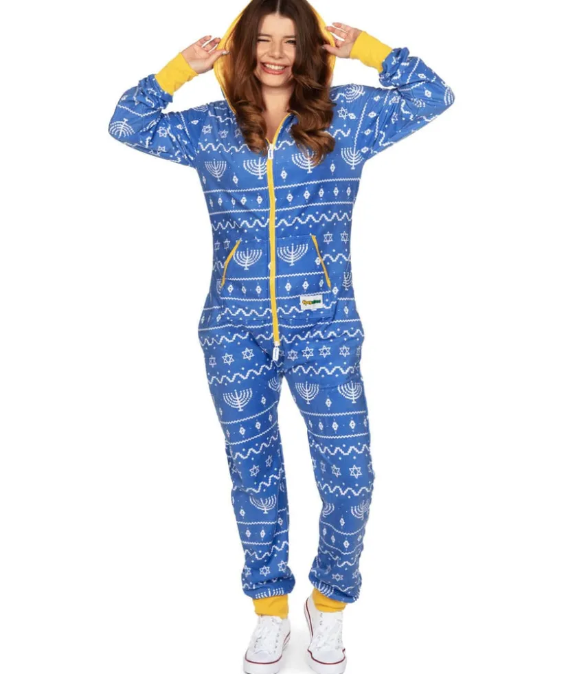 Tipsy Elves Women's Blue Hanukkah Jumpsuit Discount