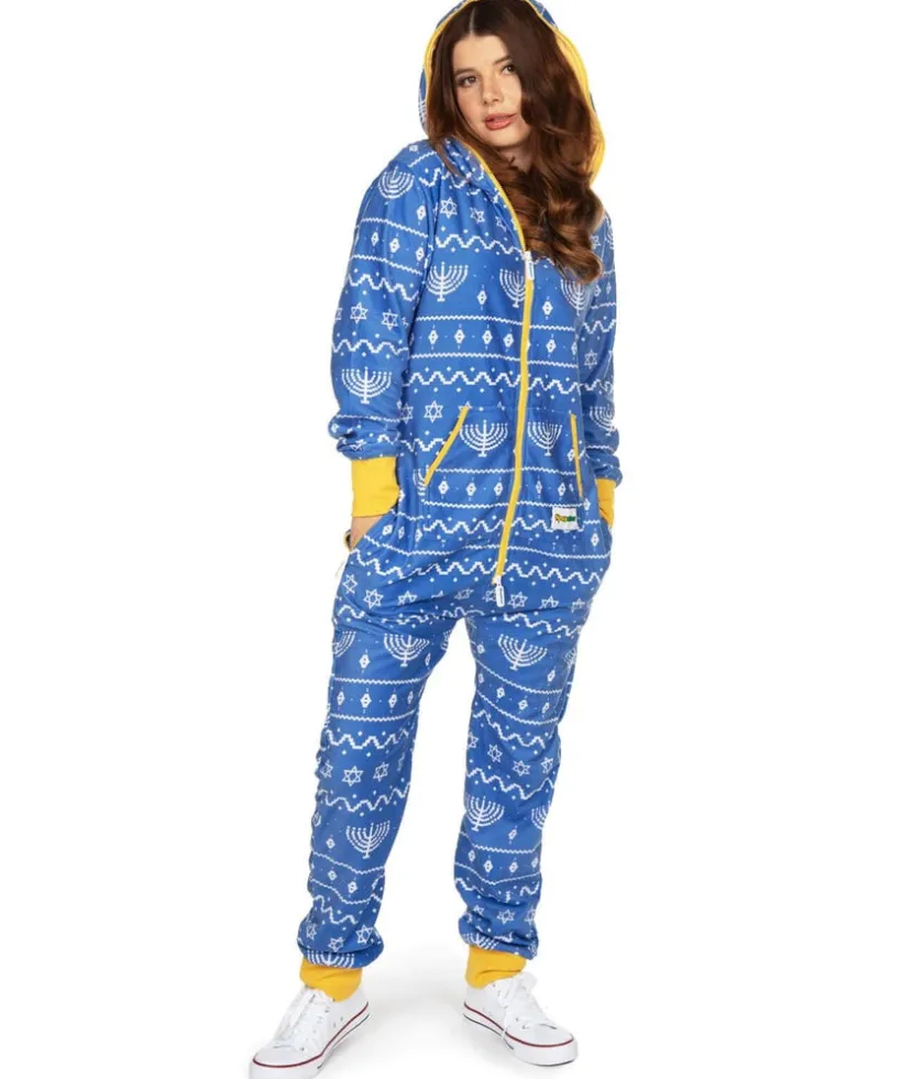 Tipsy Elves Women's Blue Hanukkah Jumpsuit Discount