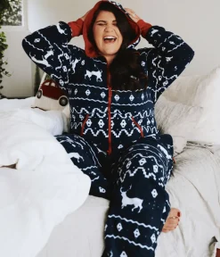 Tipsy Elves Women's Blue Reindeer Jumpsuit Sale