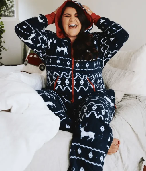 Tipsy Elves Women's Blue Reindeer Jumpsuit Sale