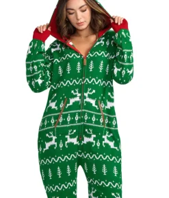 Tipsy Elves Women's Green Fair Isle Knit Jumpsuit Best