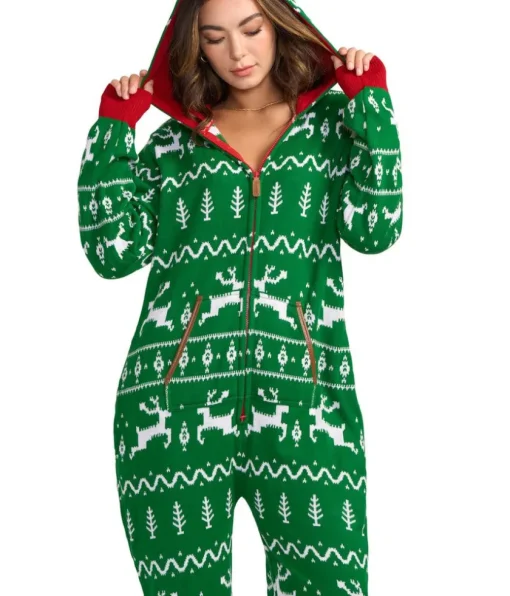 Tipsy Elves Women's Green Fair Isle Knit Jumpsuit Best
