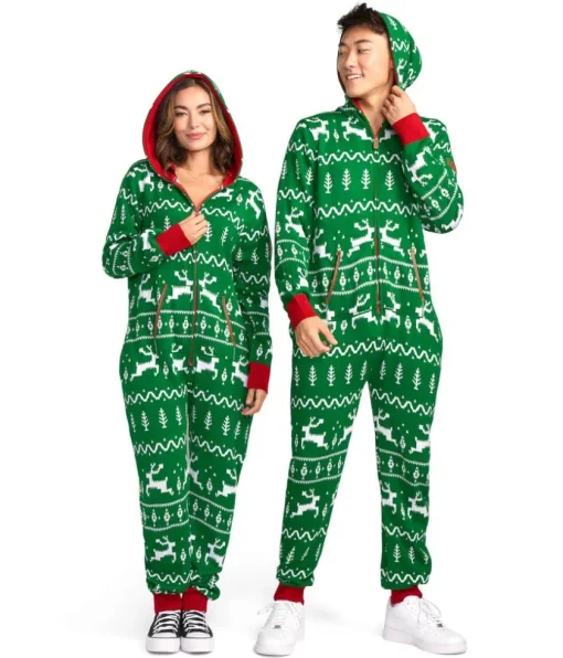 Tipsy Elves Women's Green Fair Isle Knit Jumpsuit Best