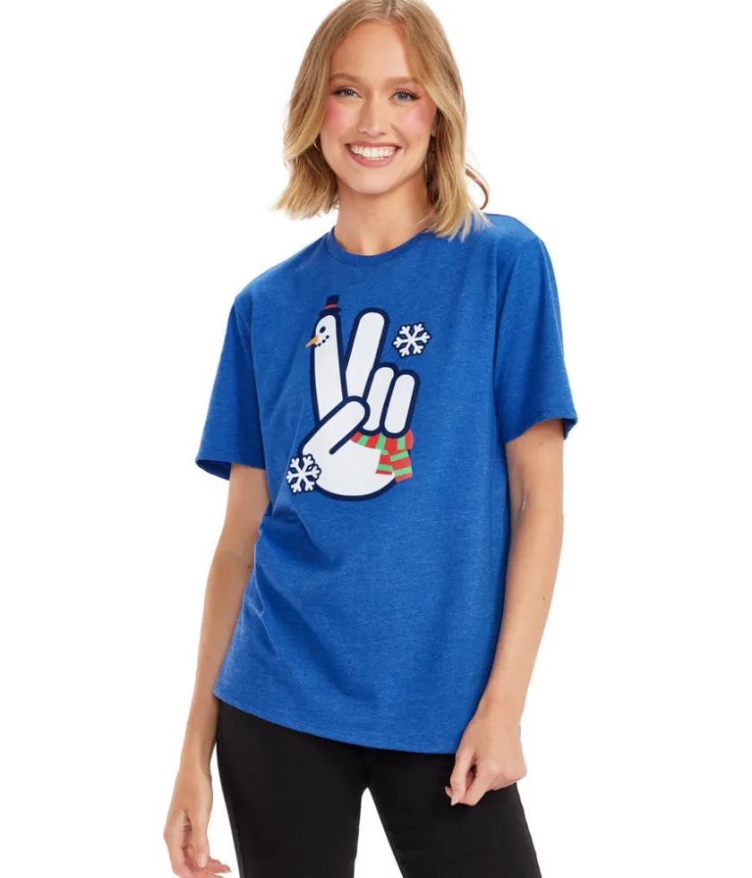 Tipsy Elves Women's Peace, Love, and Snow Oversized Boyfriend Tee Best