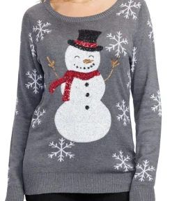 Tipsy Elves Women's Sequined Snow Day Ugly Christmas Sweater Hot