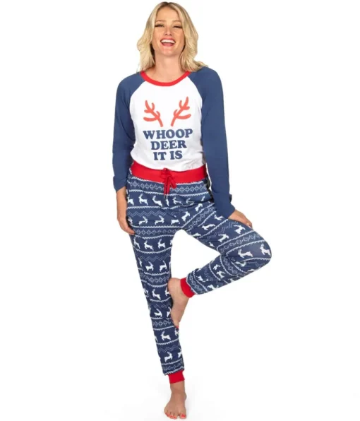 Tipsy Elves Women's Whoop Deer It Is Pajama Set Hot
