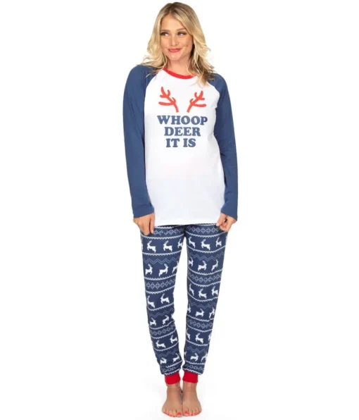 Tipsy Elves Women's Whoop Deer It Is Pajama Set Hot